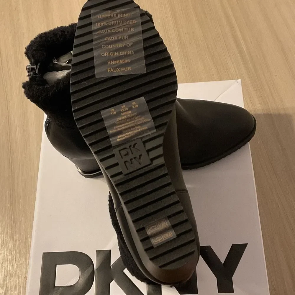 DKNY Black Winter Wedge Boots for Women